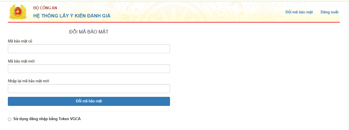 Hình 1: Màn hình Đổi mã bảo mật và Gắn Token VGCA